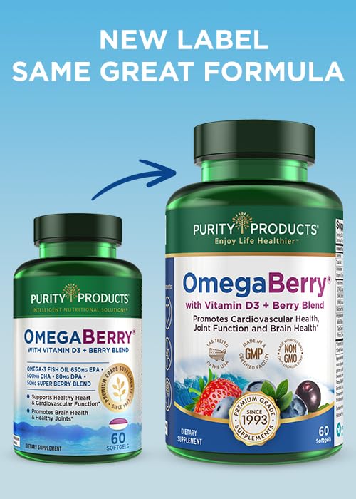 Purity Products OmegaBerry Omega-3 Fish Oil 1250mg softgel side view