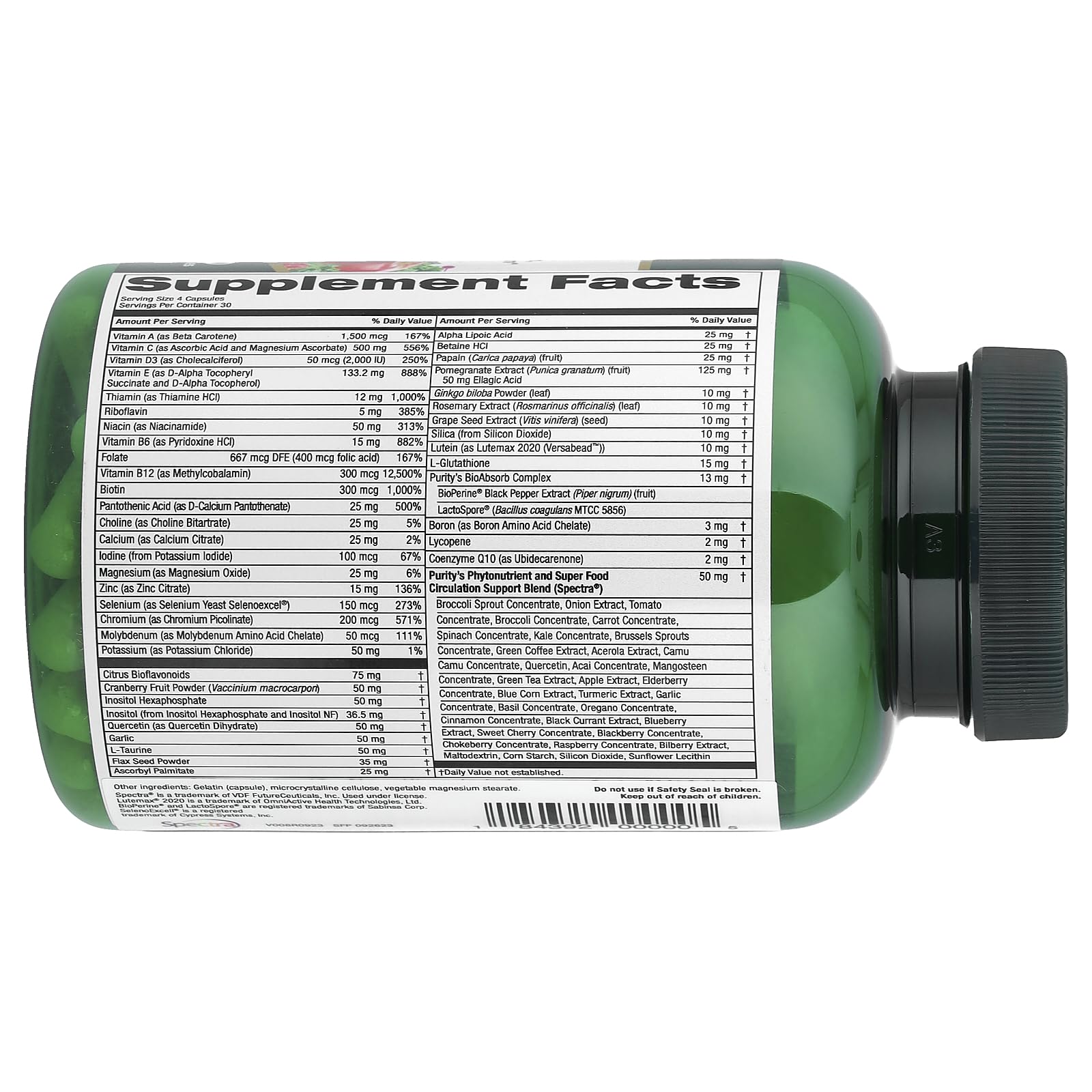 Purity Products Perfect Multi 141g side view showing capsule size