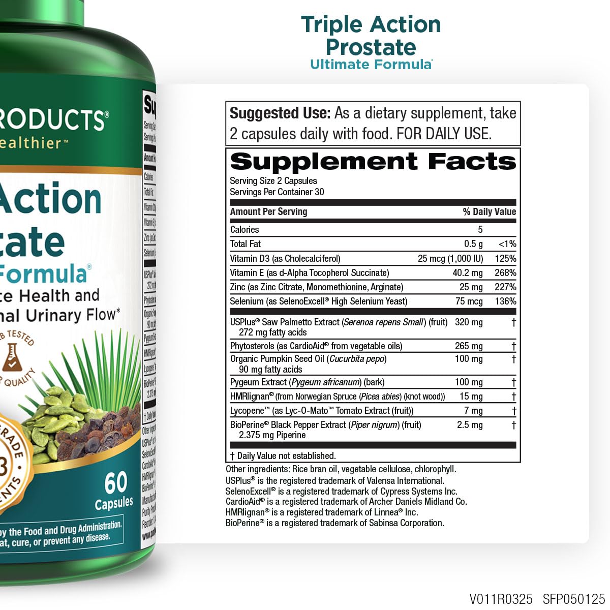 Purity Products Triple Action Prostate Support Supplement side view