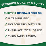 Purity Products Ultra-Pure Omega-3 Fish Oil side view showing capsule size