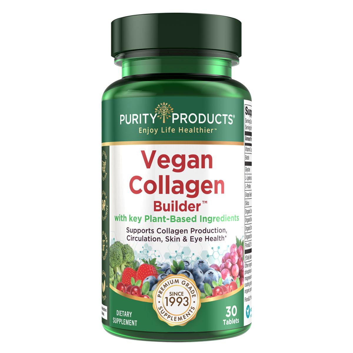 Purity Products Vegan Collagen Builder 60 Tablets front view