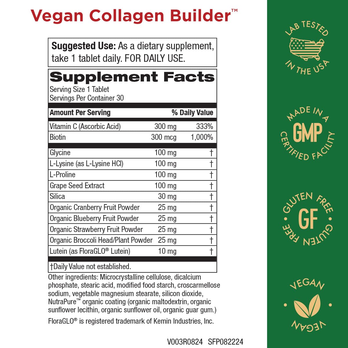 Purity Products Vegan Collagen Builder side view showing packaging