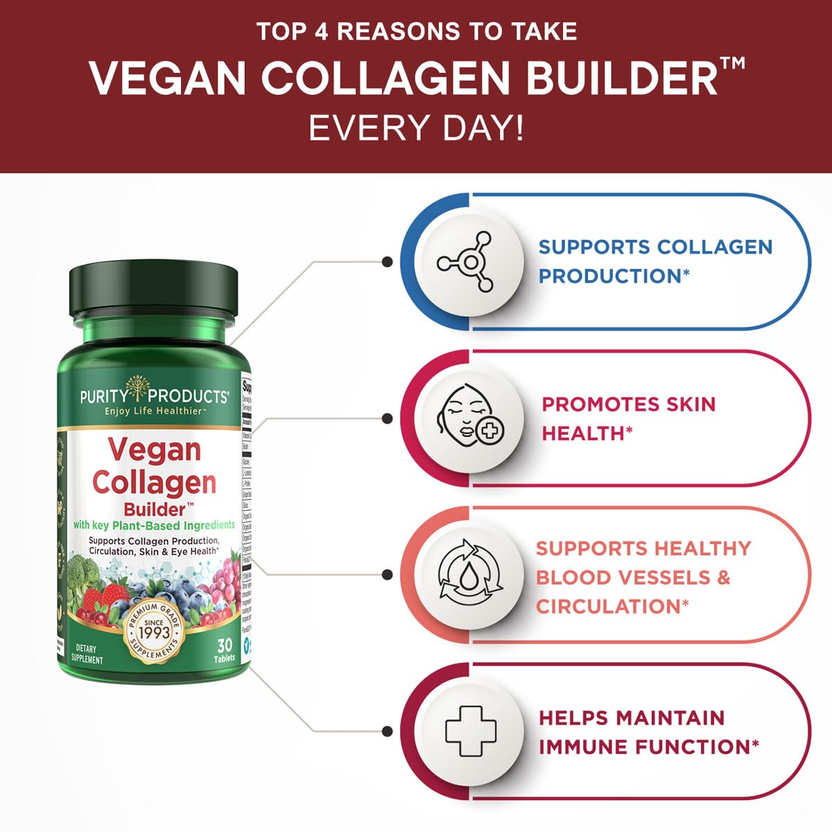 Purity Products Vegan Collagen Builder tablet close-up