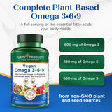 Purity Products Vegan Omega 3-6-9 Supplement back view