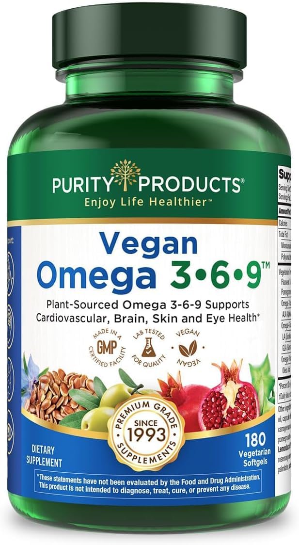 Purity Products Vegan Omega 3-6-9 Supplement front view