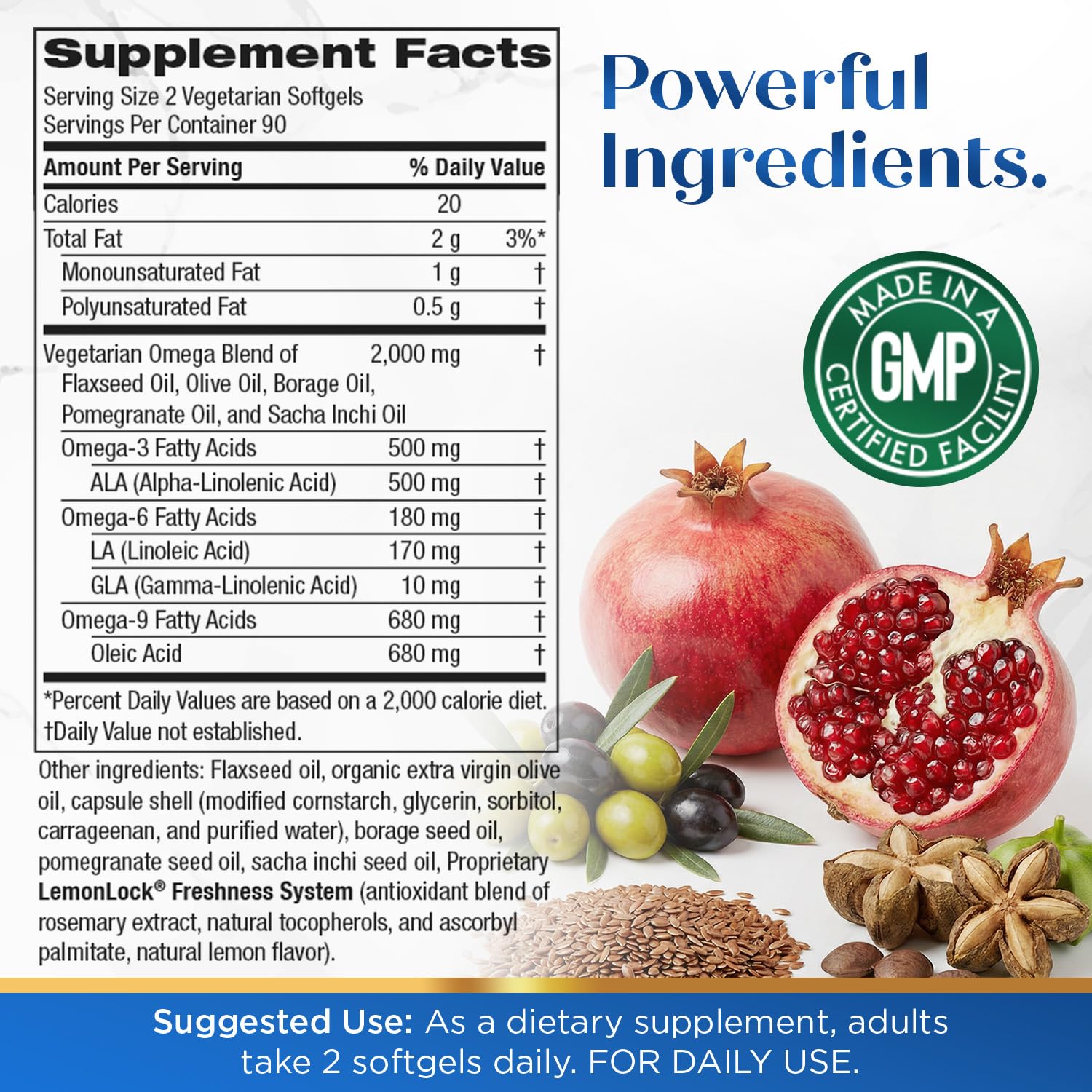 Purity Products Vegan Omega 3-6-9 Supplement side view