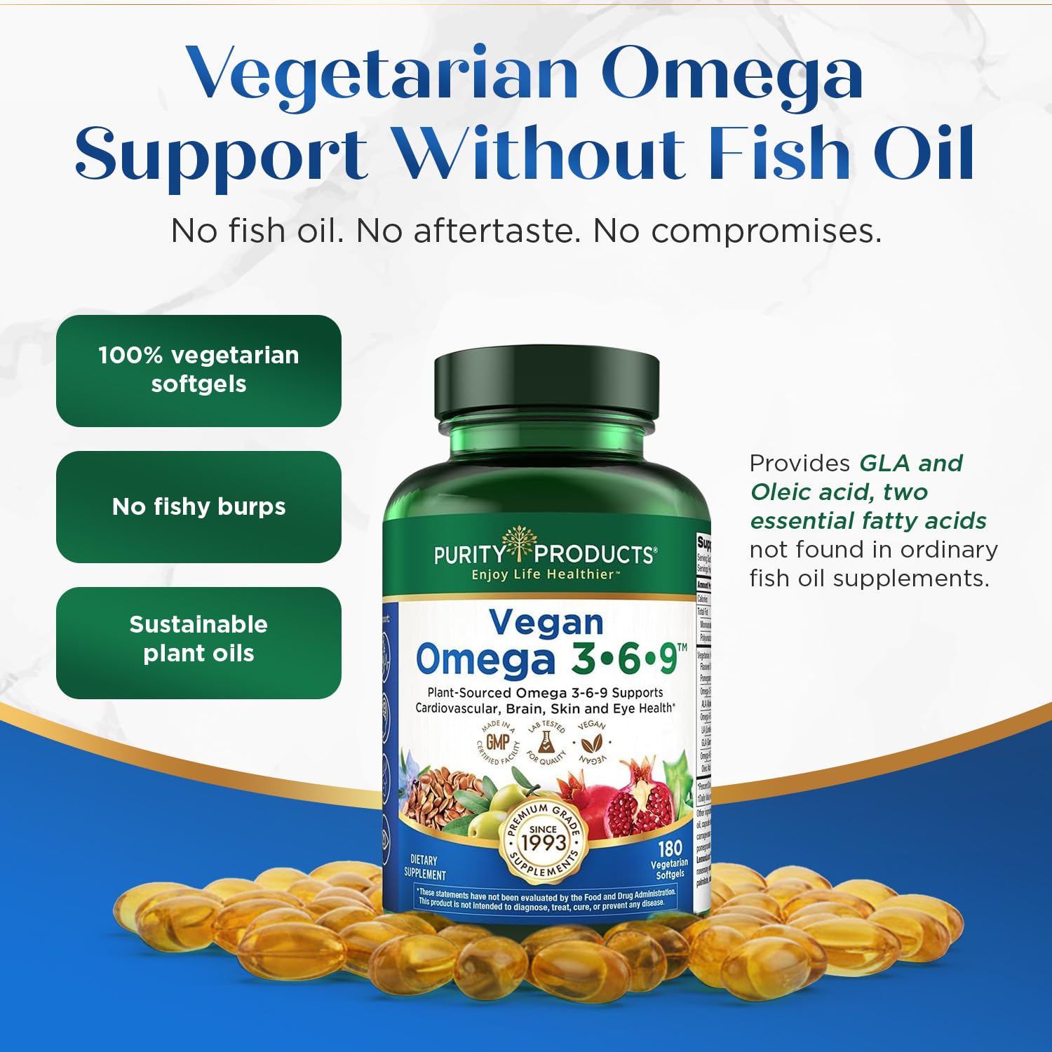 Purity Products Vegan Omega 3-6-9 Supplement with fresh ingredients