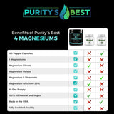 Purity's Best Magnesium 4-in-1 Complex 300mg capsules on a wooden table