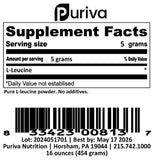 Puriva L-Leucine Powder 1 pound with serving scoop