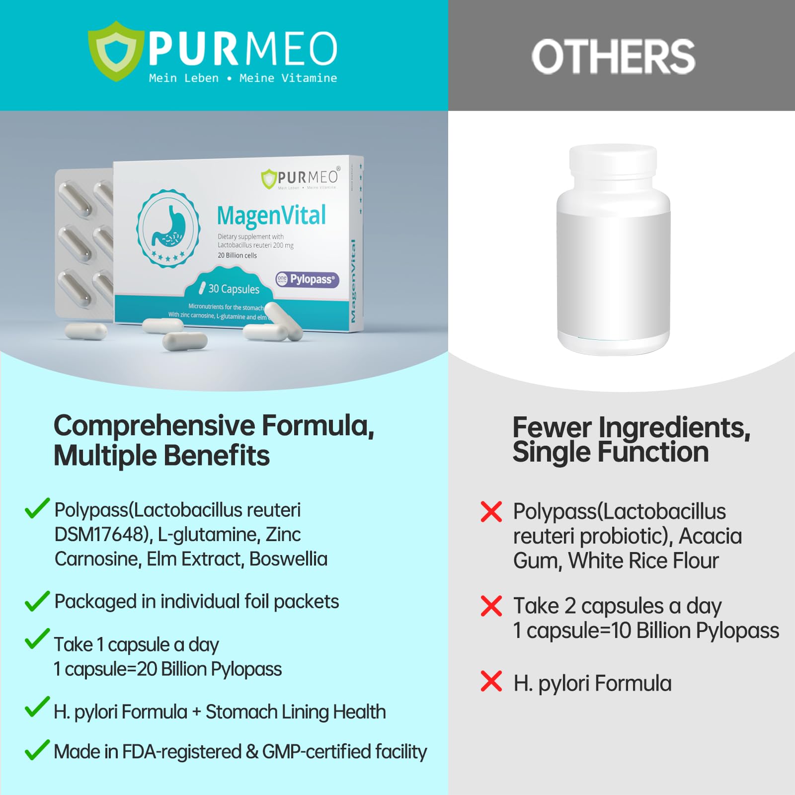 purmeo Probiotic Supplement with a measuring spoon