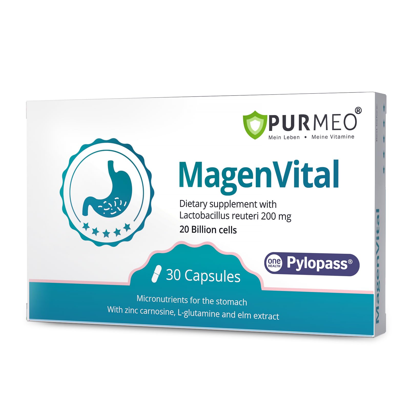 purmeo Probiotic Supplement with Pylopass front view