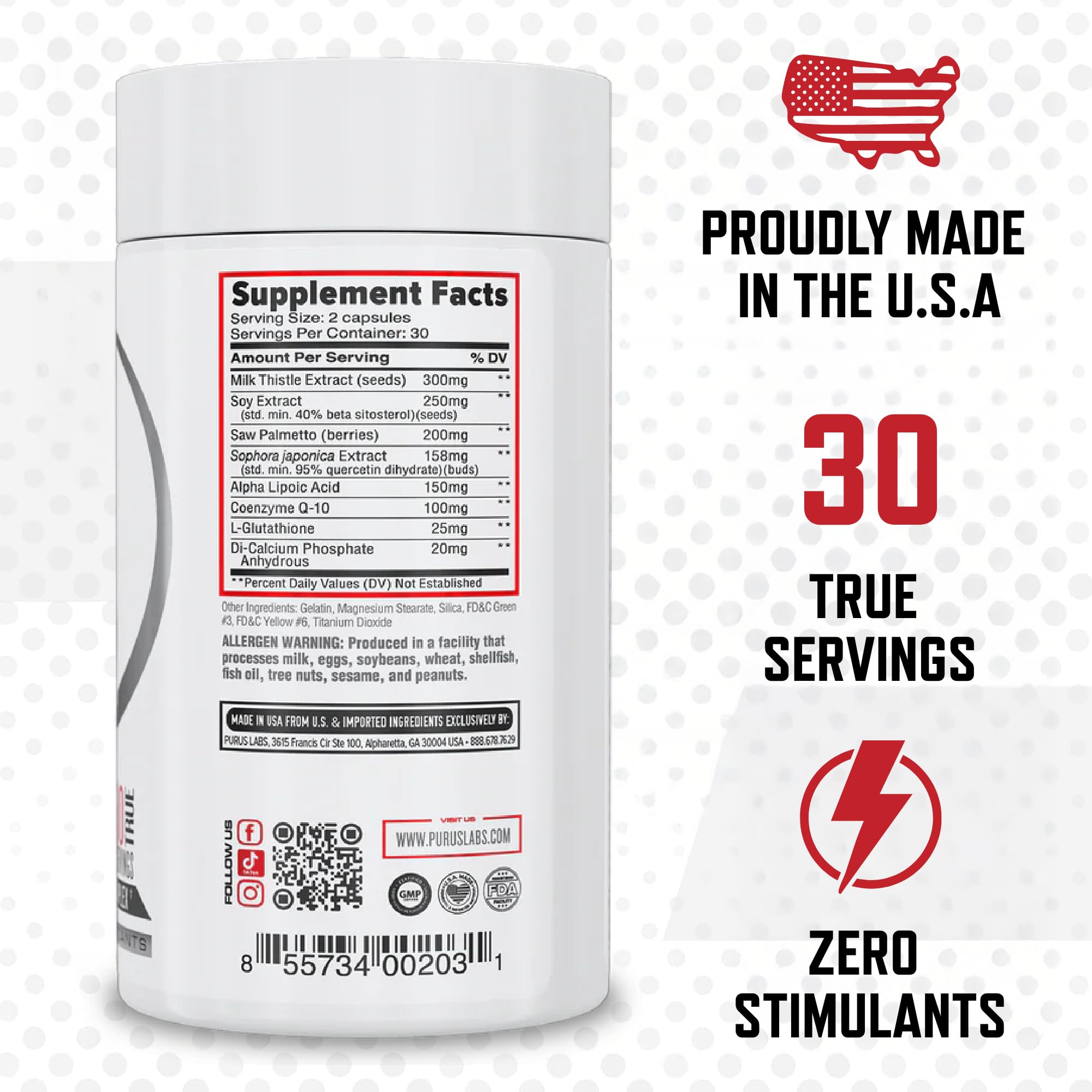 Purus Labs Organ Shield 60 Capsules back view