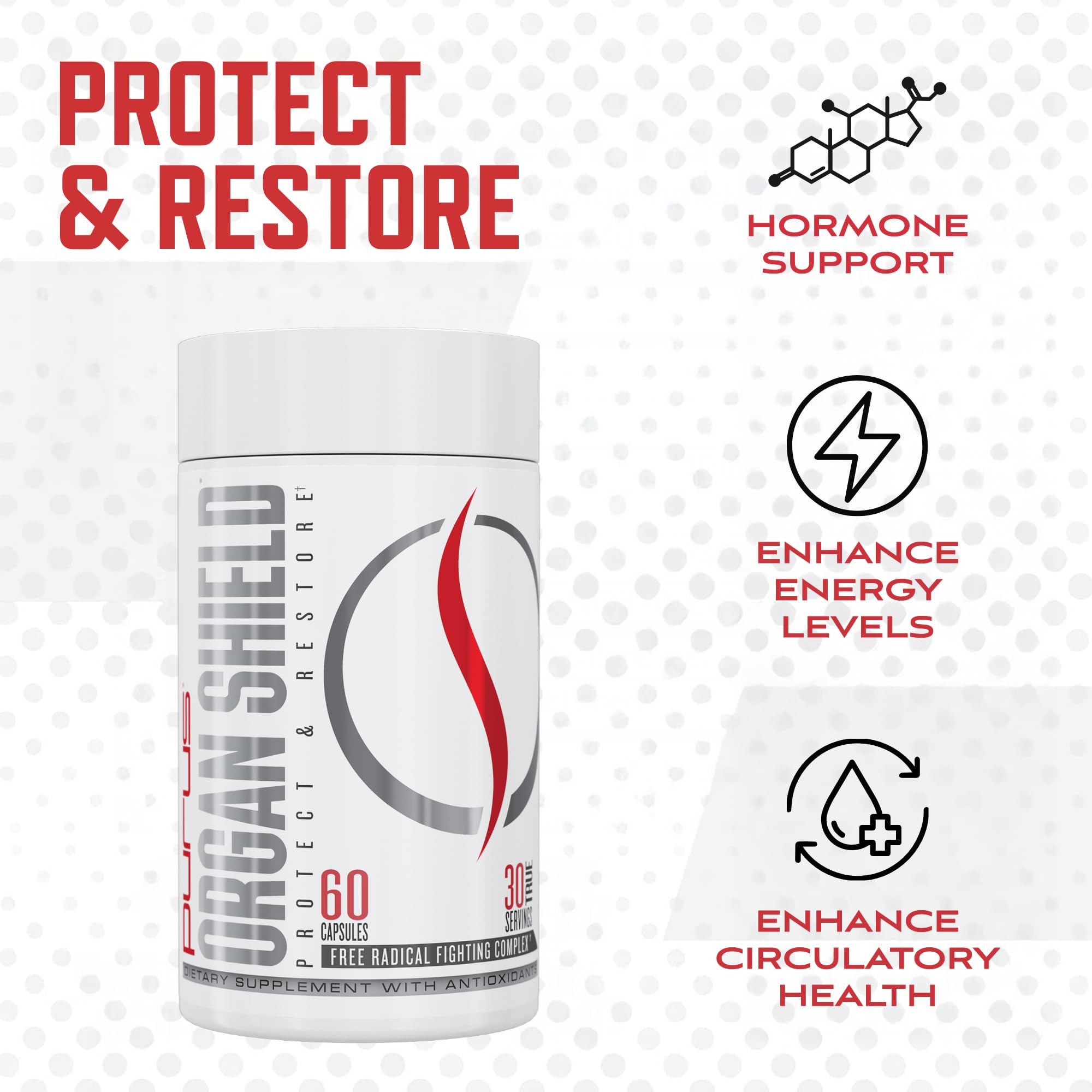 Purus Labs Organ Shield 60 Capsules opened bottle