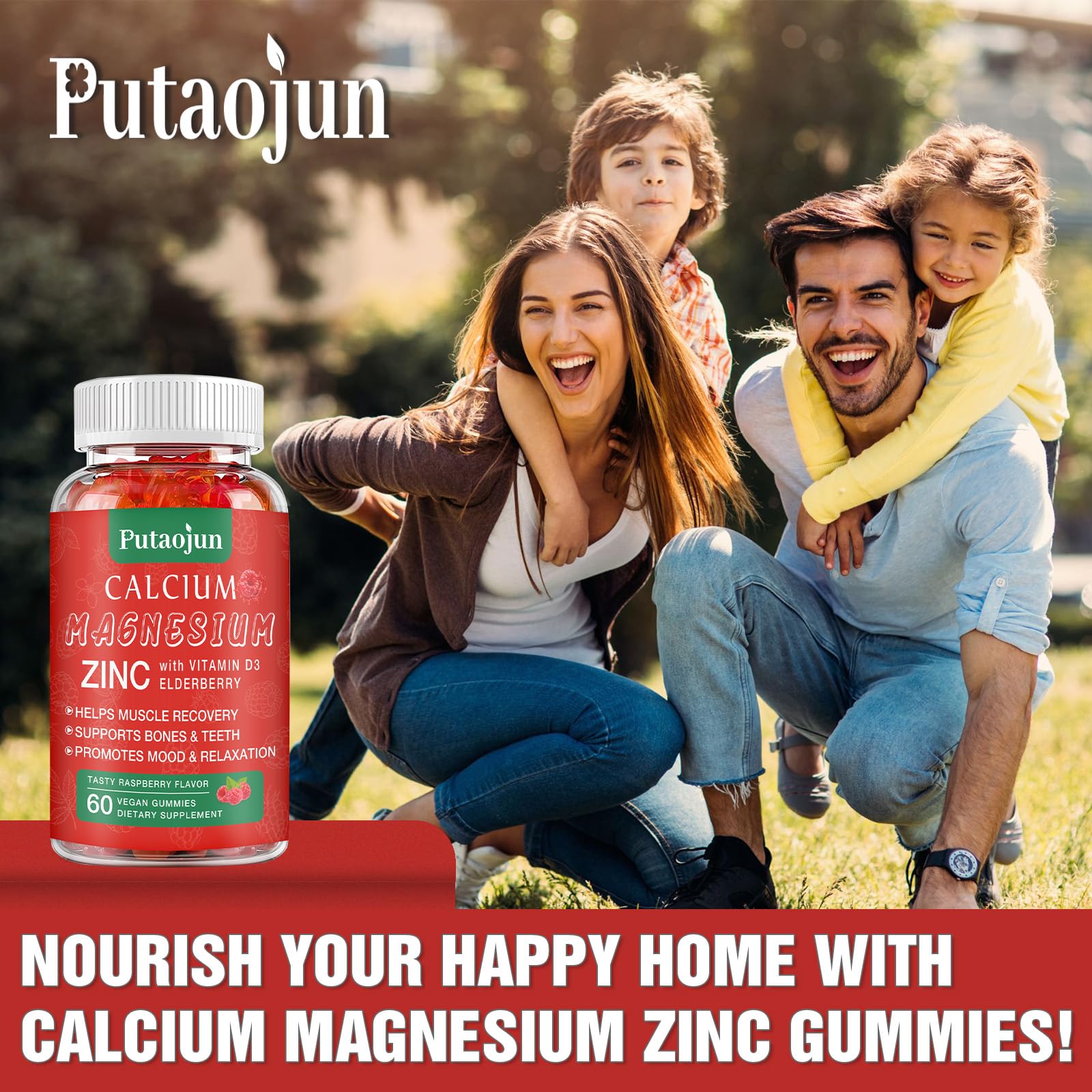 Putaojun Calcium Magnesium Zinc Gummies in hand