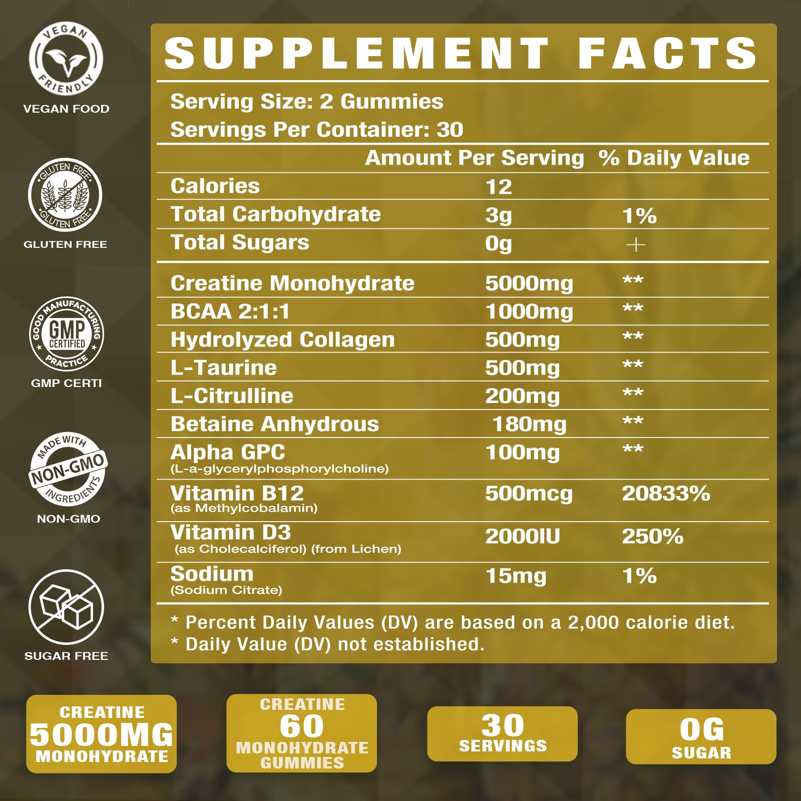 Putaojun Creatine Gummies with natural mango juice ingredients