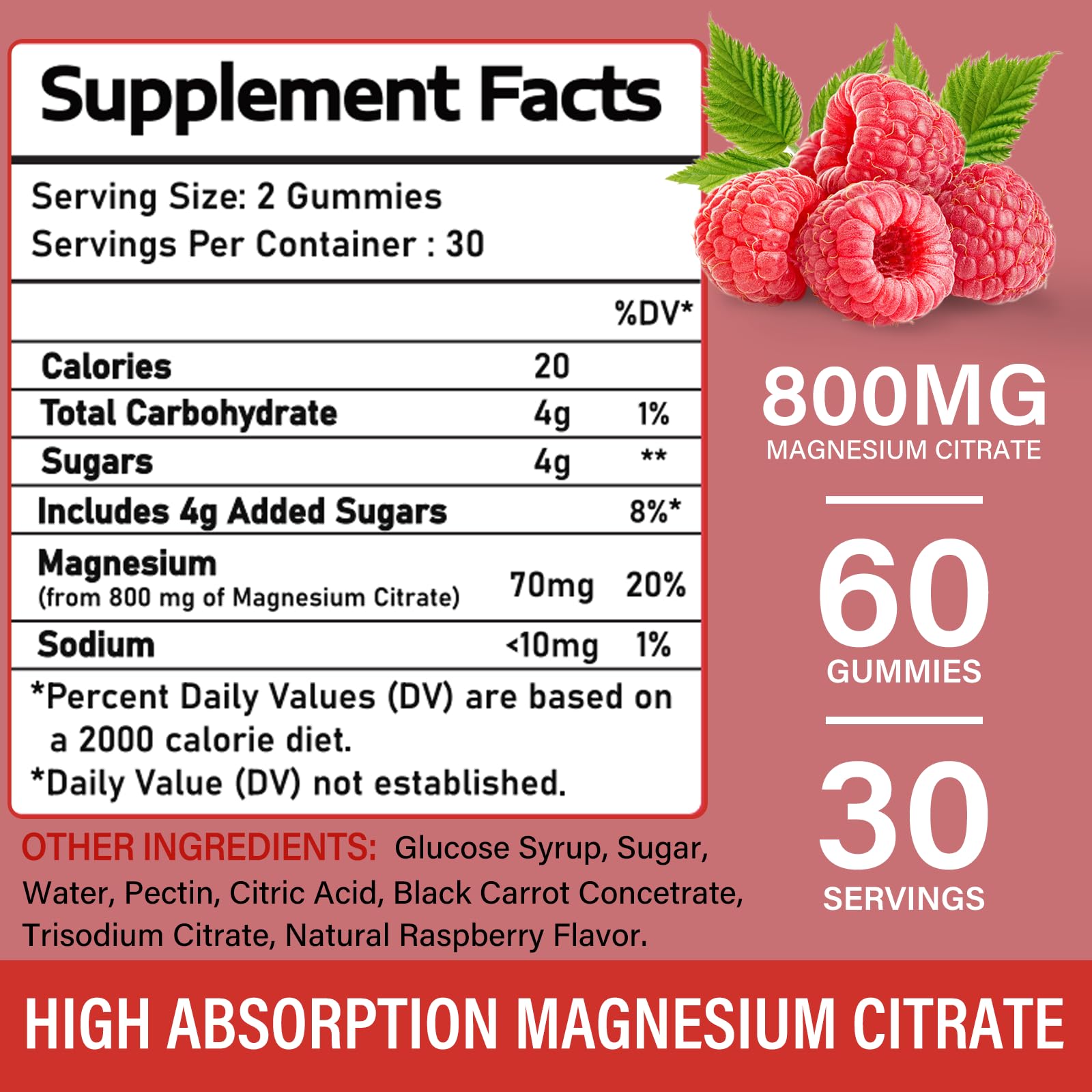 Putaojun Magnesium Citrate Gummies raspberry flavour close-up