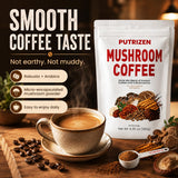 PUTRIZEN Low-Caffeine Mushroom Coffee 2500mg in a cup