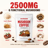PUTRIZEN Low-Caffeine Mushroom Coffee 2500mg ingredients close-up
