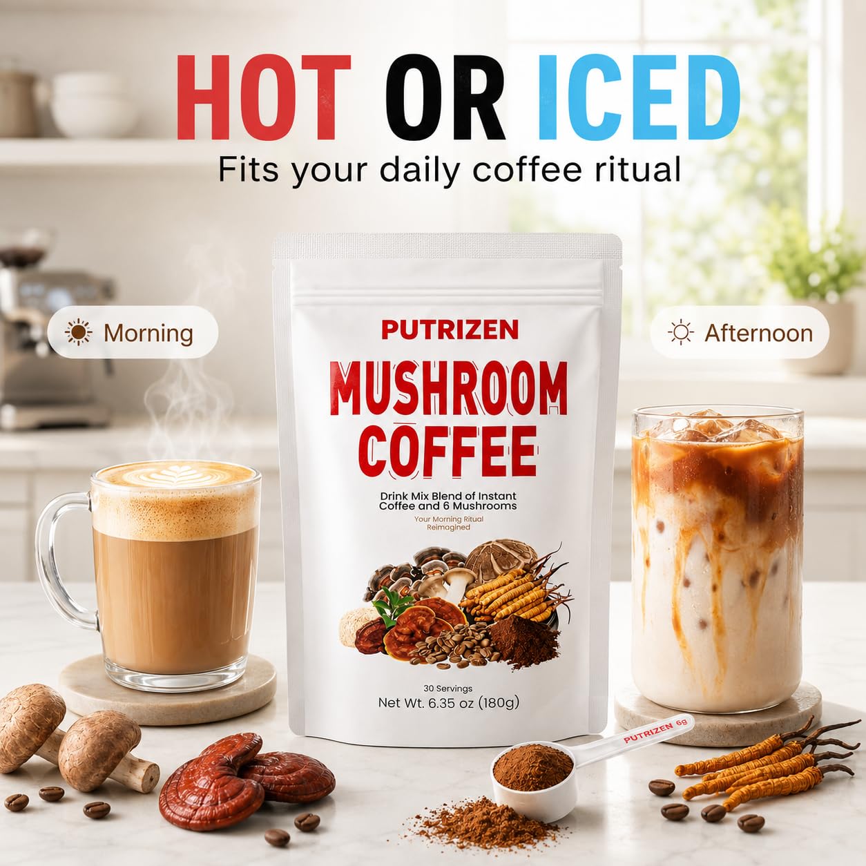 PUTRIZEN Low-Caffeine Mushroom Coffee 2500mg preparation