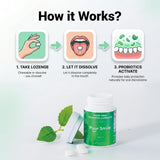 Puur Smile Oral Probiotic Lozenges displayed on a countertop