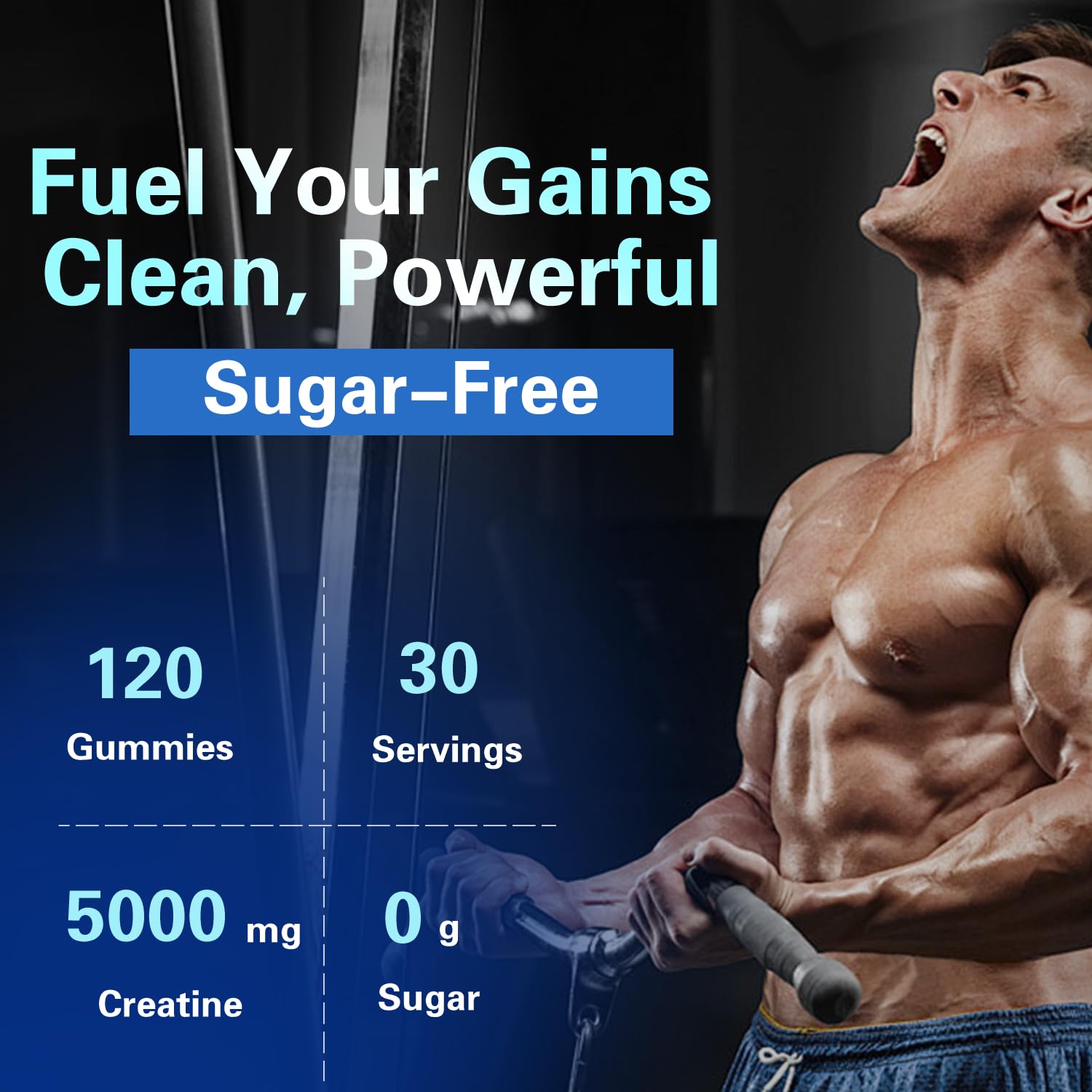 PWERD Creatine Monohydrate Gummies 5000 mg on a gym bench