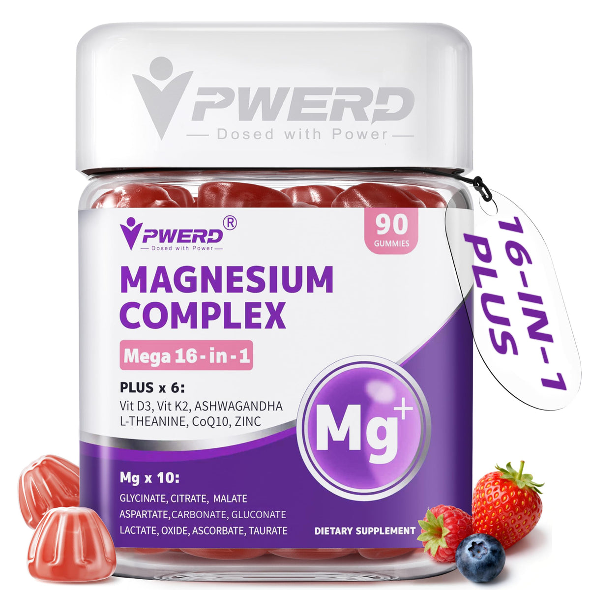 PWERD Magnesium Glycinate Gummies front view with packaging