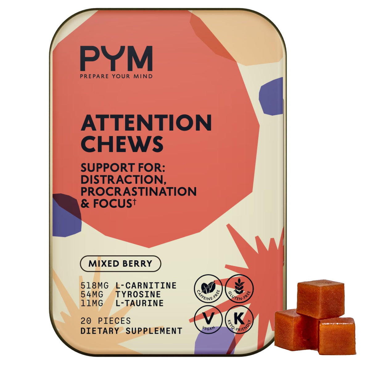 PYM Health Attention Chews front view packaging