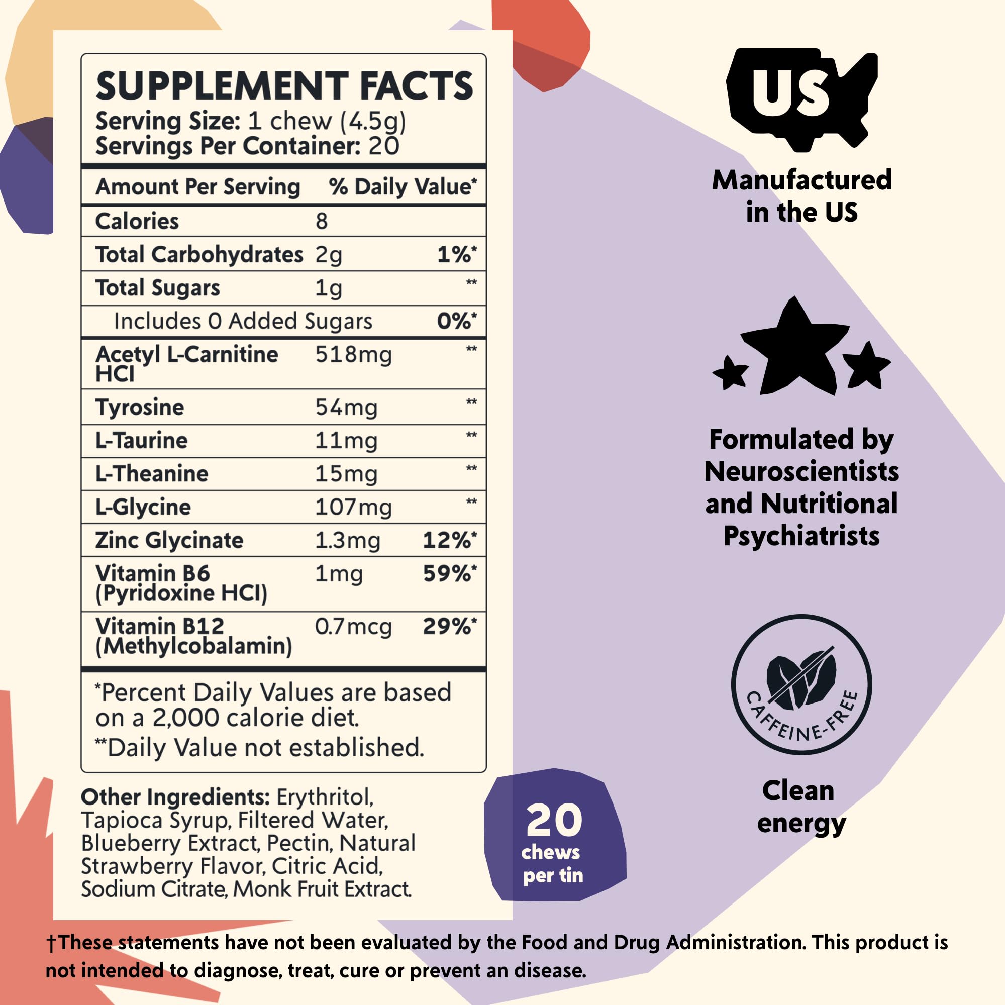 PYM Health Attention Chews packaging with ingredients list