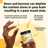 PYM Health Mood B Complete B12 supplement capsules on a wooden table