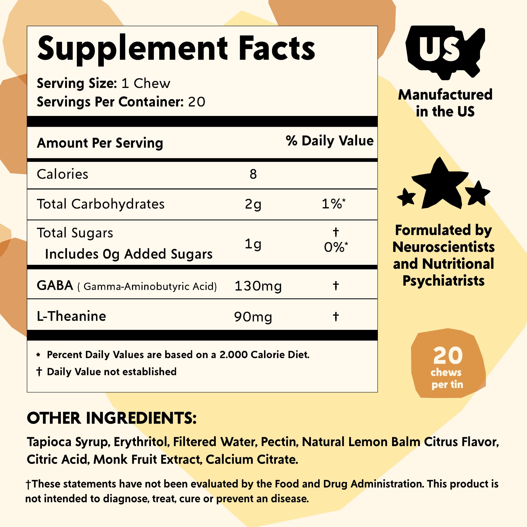 PYM Health Mood Chews back view with ingredient list
