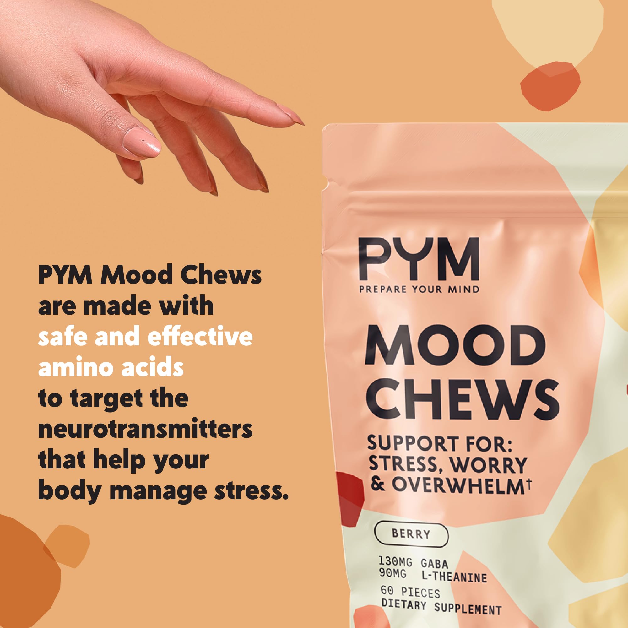 PYM Health Mood Chews on a wooden table