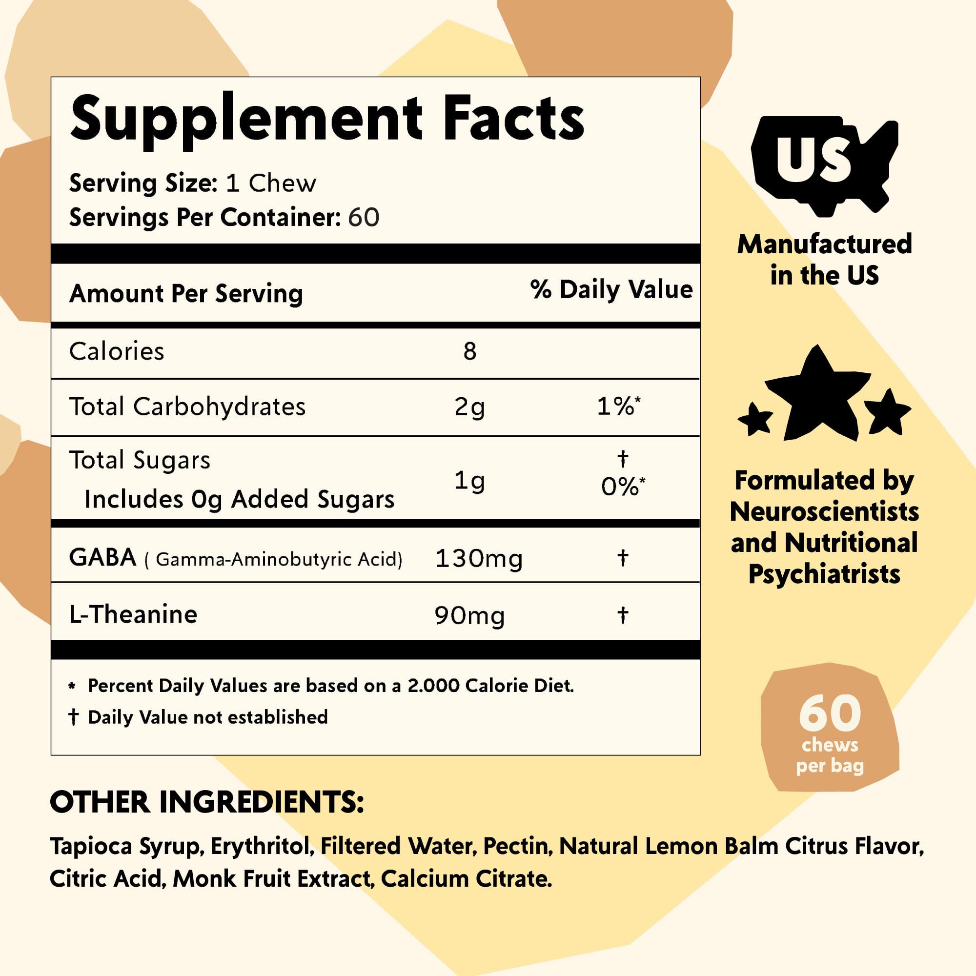 PYM Health Mood Chews side view with nutritional information