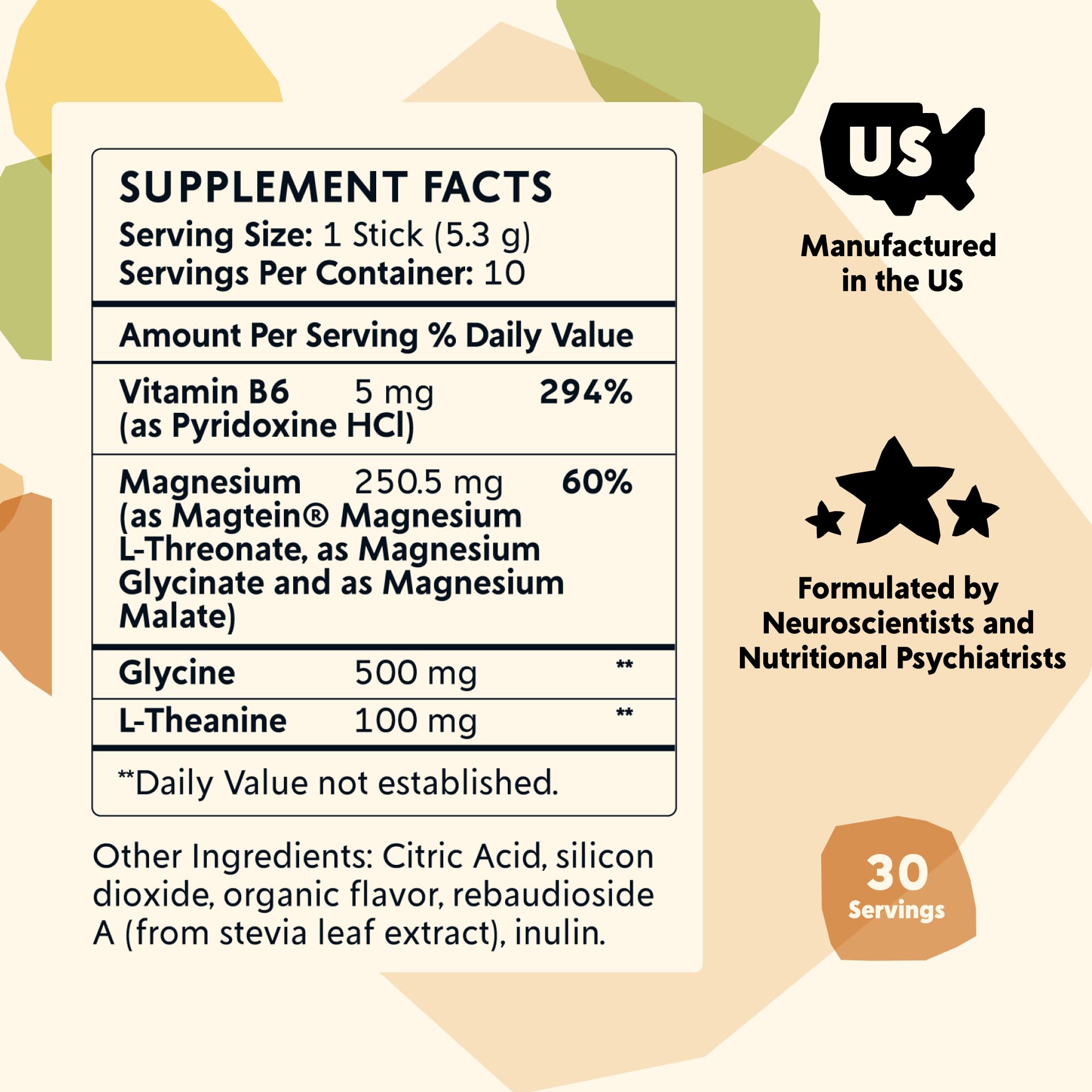 PYM Health Mood Magnesium Powder stick packets display