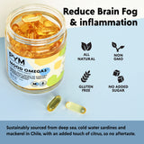 PYM Health Mood Omegas capsules in a hand