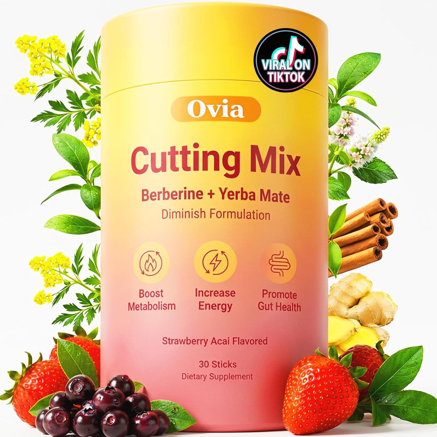 PynkLily Multivitamin Powder container front view with strawberry flavour