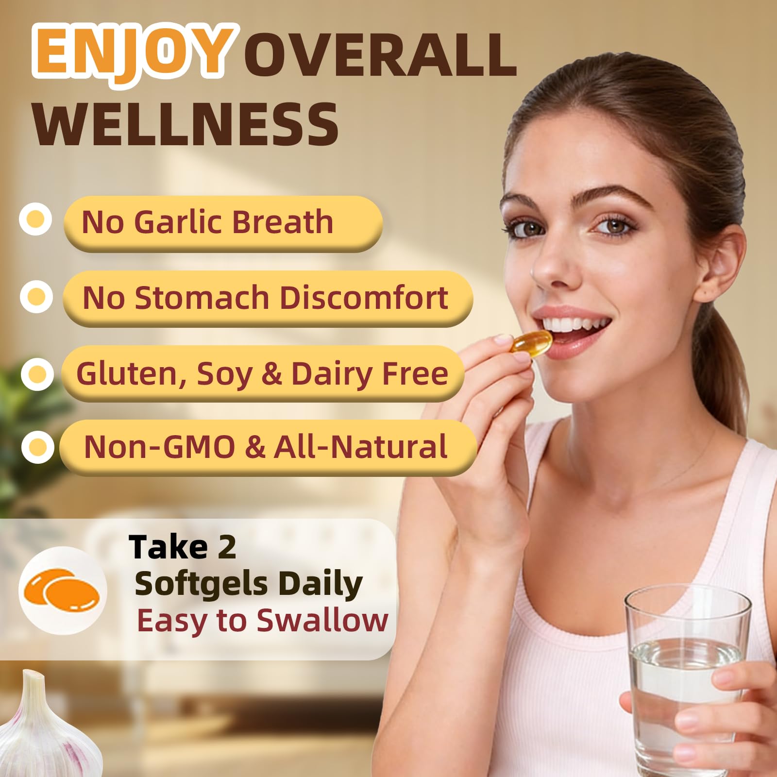 Pyrrolift Garlic Supplement 1530mg bottle on table