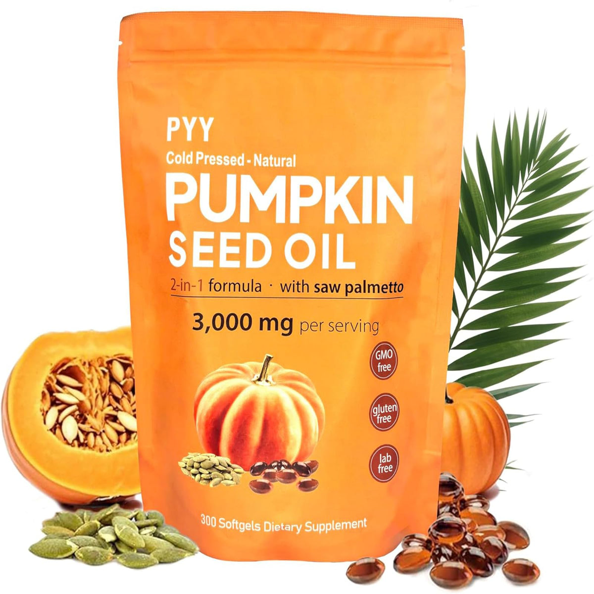 PYY Pumpkin Seed Oil Softgels 300 capsules front view