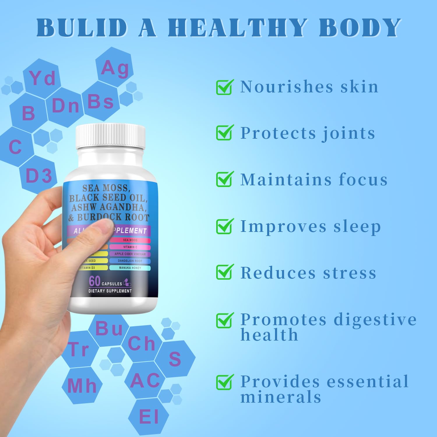 Pyzor Sea Moss Complex bottle with label