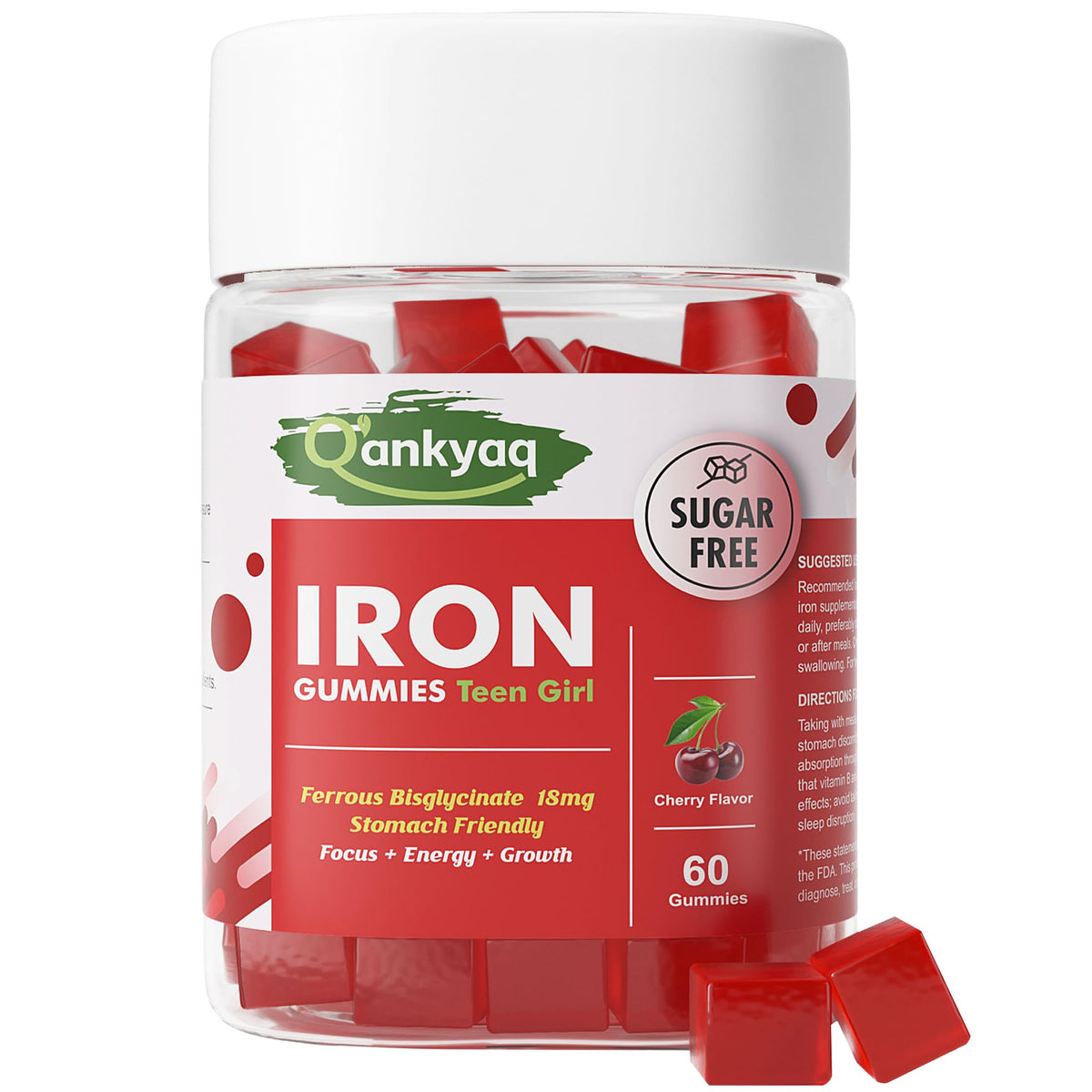 Q'ankyaq Gentle Iron Gummies front view with packaging