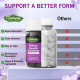 Q'ankyaq Kidney Health Gummies displayed with a measuring spoon
