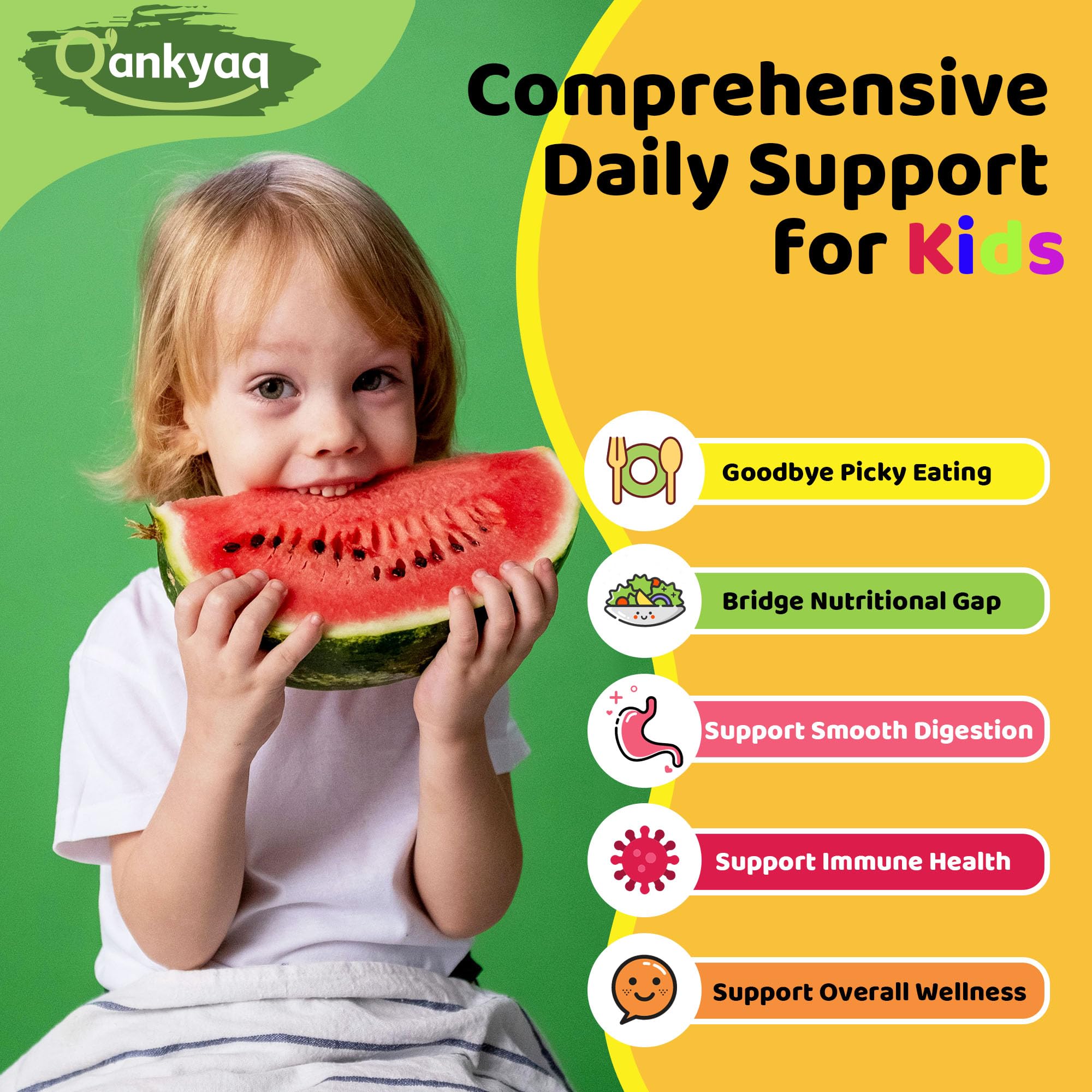 Q'ankyaq Kids Broccoli Sprout Extract Liquid in a glass of juice