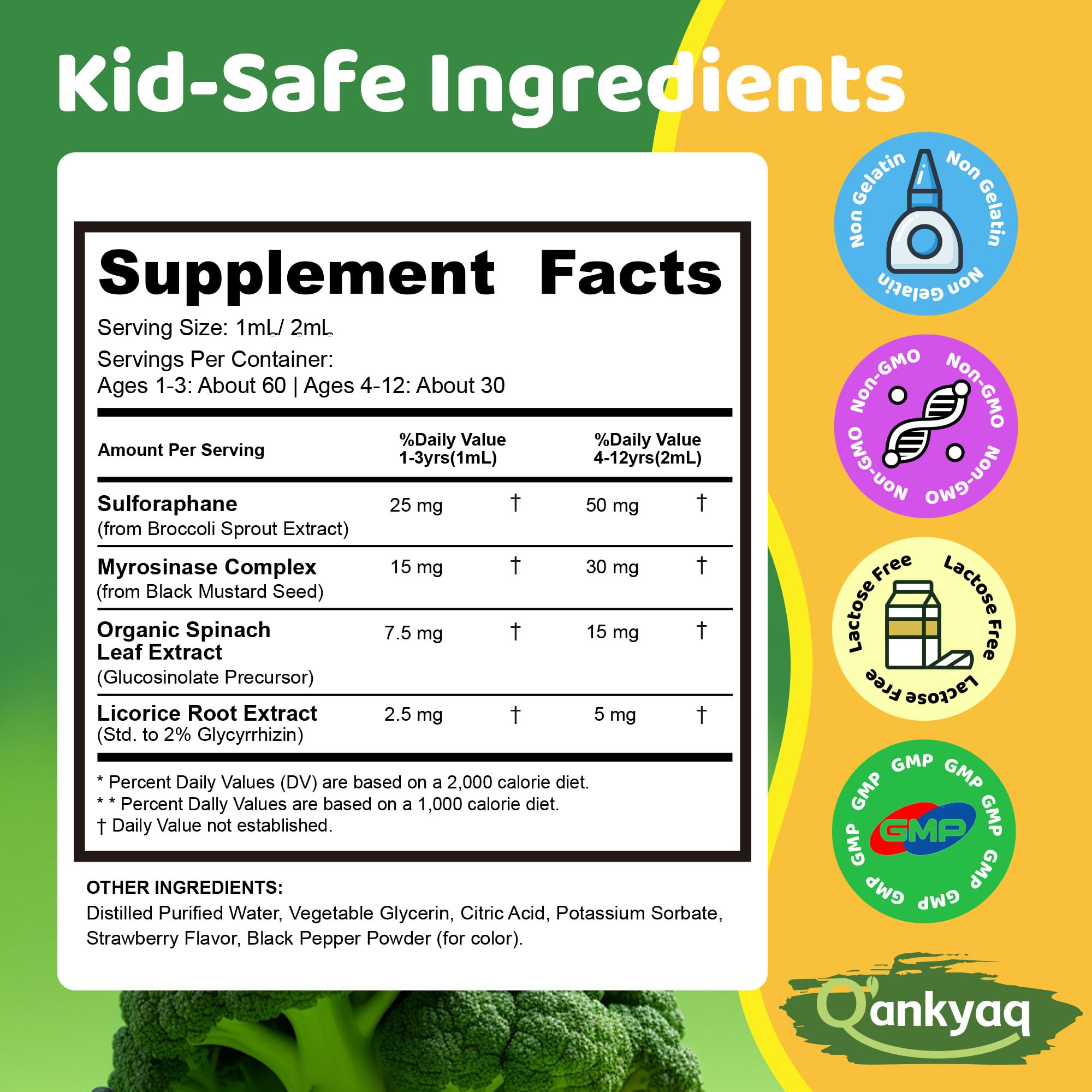Q'ankyaq Kids Broccoli Sprout Extract Liquid lifestyle image with kids
