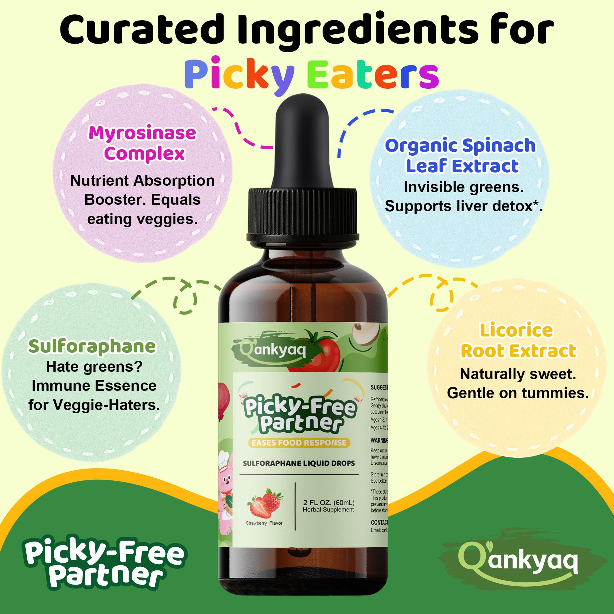 Q'ankyaq Kids Broccoli Sprout Extract Liquid with measuring spoon