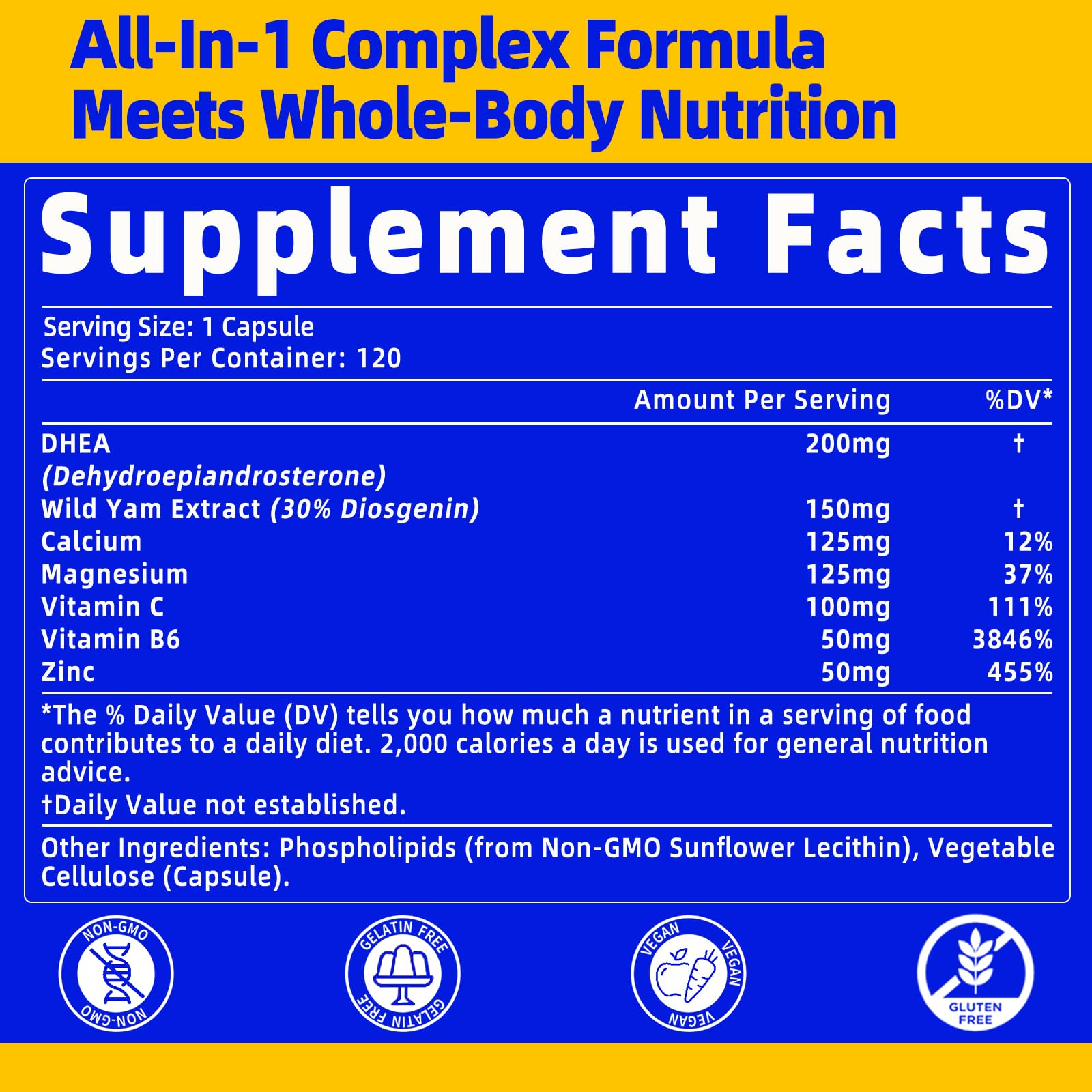 QANLOI DHEA Supplement 200mg bottle side view