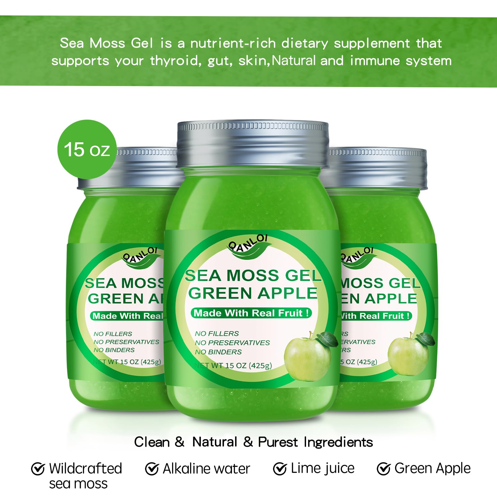 QANLOI Sea Moss Gel 650g with fresh fruits and smoothies