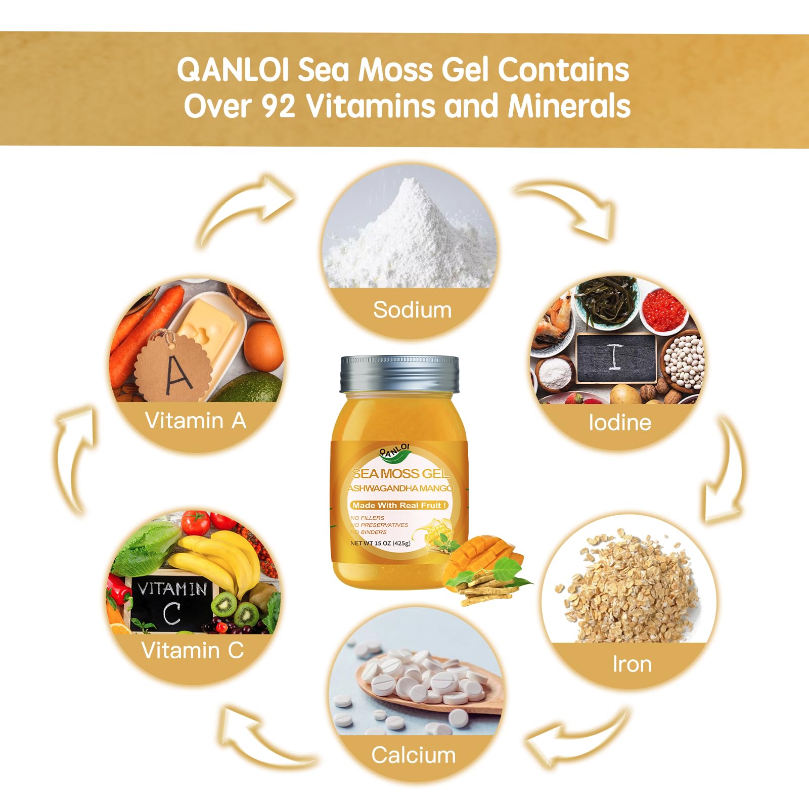 QANLOI Sea Moss Gel 671g with fresh fruits