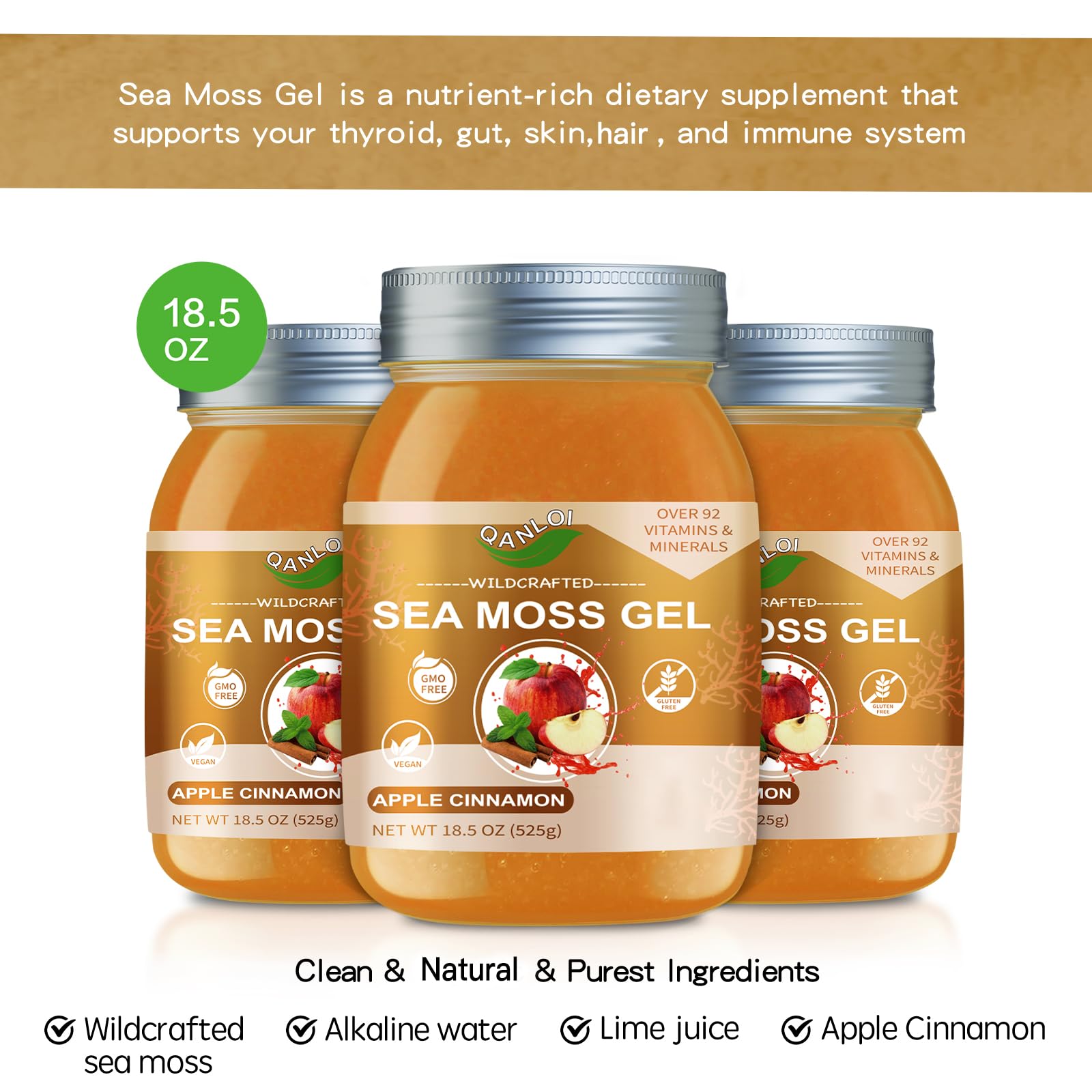 QANLOI Sea Moss Gel 789g with fresh fruits and smoothie