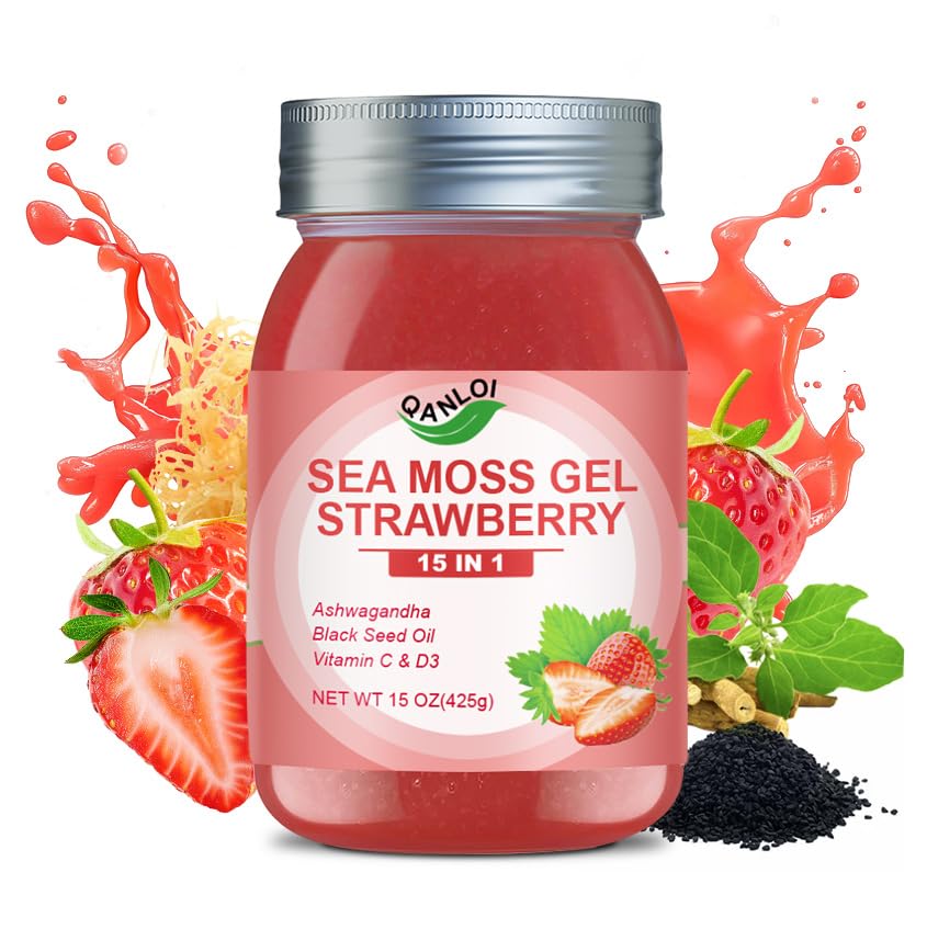 QANLOI Strawberry Flavoured Sea Moss Gel 680g front view