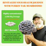 Qazwer Turkey Tail Mushroom Capsules with a measuring spoon