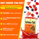 Qazwer Turkey Tail Mushroom Gummies nutritional information on the back